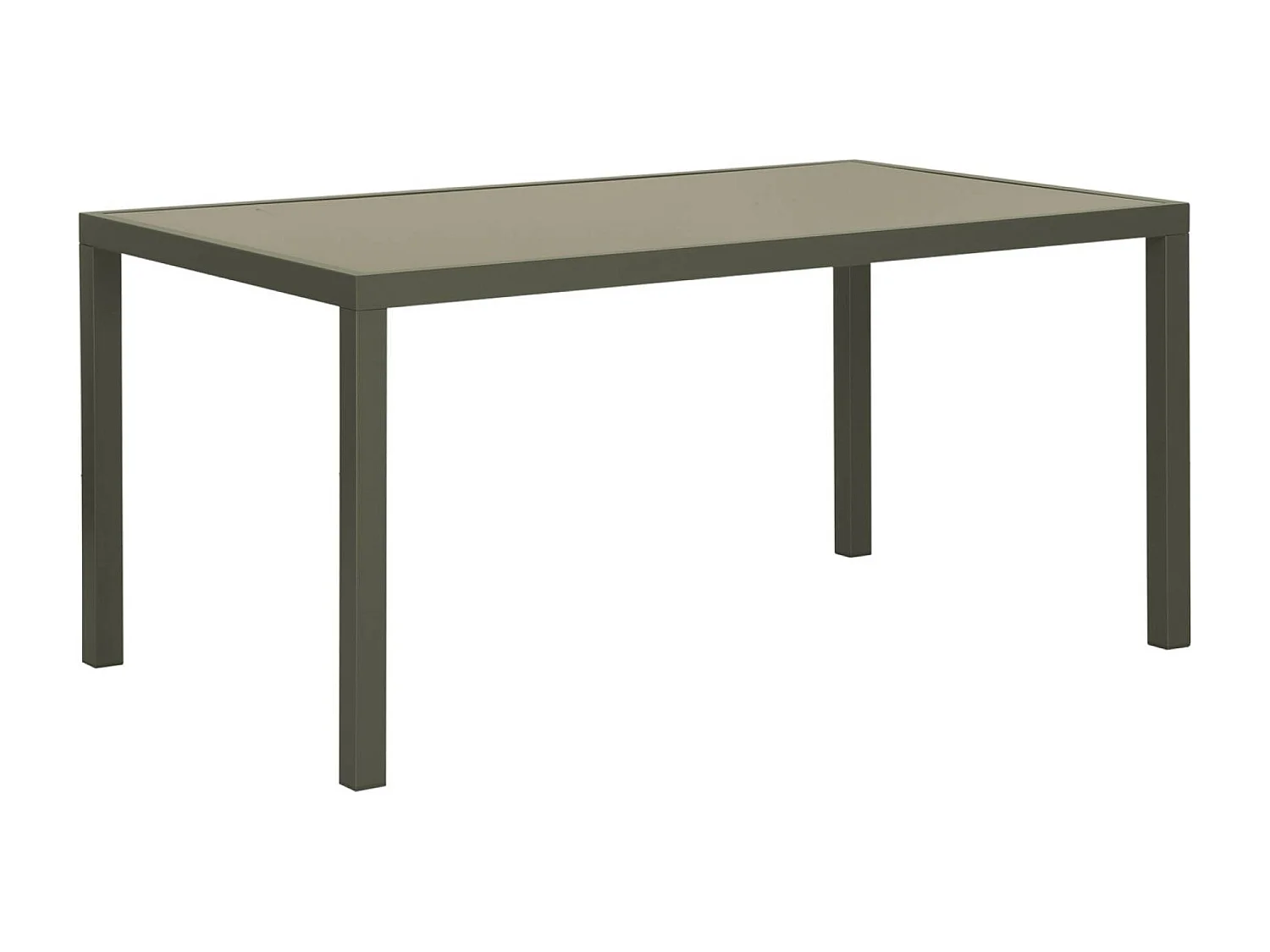 Salon de jardin en aluminium et textilène - Capua - kaki - 6 places - 1 grande table rectangulaire. 6 fauteuils empilables