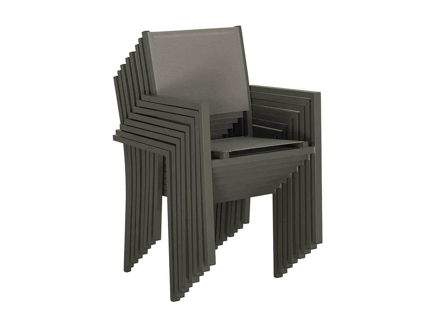 Table de jardin aluminium + 8 assises - Capua 180cm - kaki - 8 places - 1 grande table rectangulaire. 8 fauteuils empilables