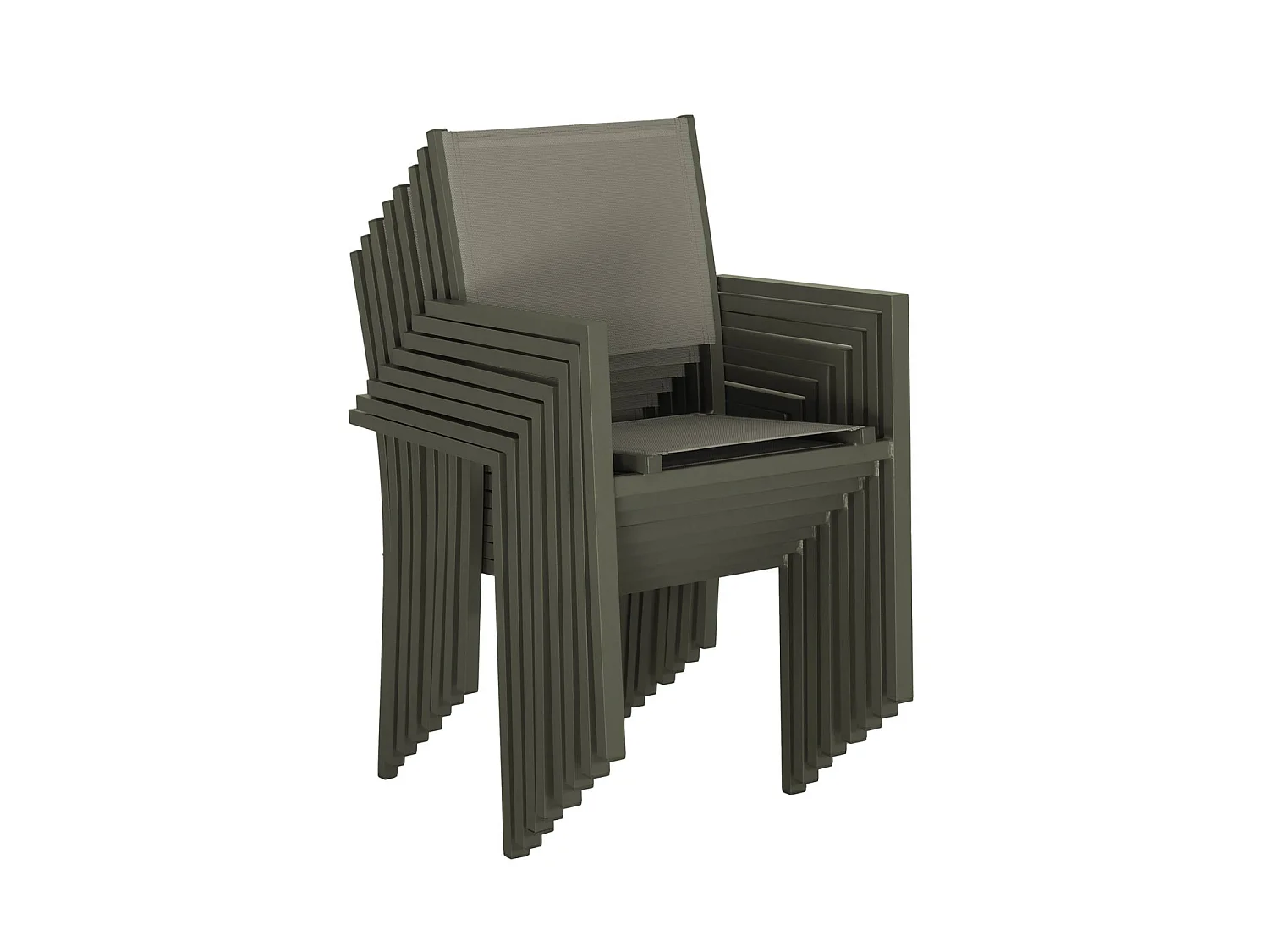 Table de jardin aluminium + 8 assises - Capua 180cm - kaki - 8 places - 1 grande table rectangulaire. 8 fauteuils empilables