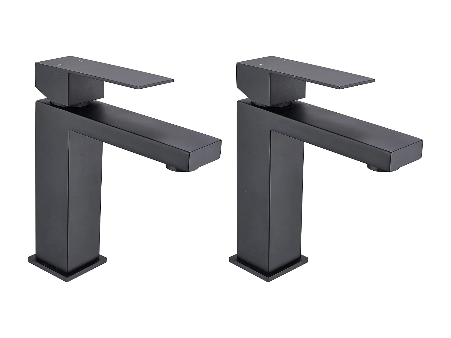 Lot de 2 robinets mitigeurs mécaniques carrés en inox - Noir mat - H17,8 cm - CANILAS