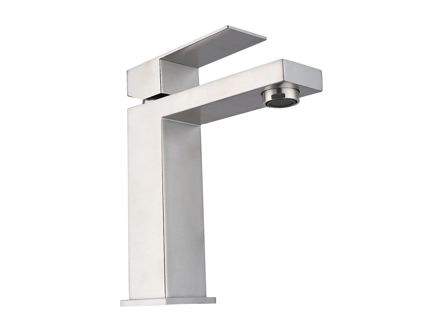 Lot de 2 robinets mitigeurs mécaniques carrés en inox - Coloris nickel brossé - H17,8 cm - CANILAS