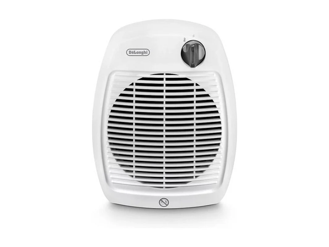 Chauffage soufflant DeLonghi HVY1020WH 2000W avec poignée, protection IP21, thermostat sécurité, compact et portable
