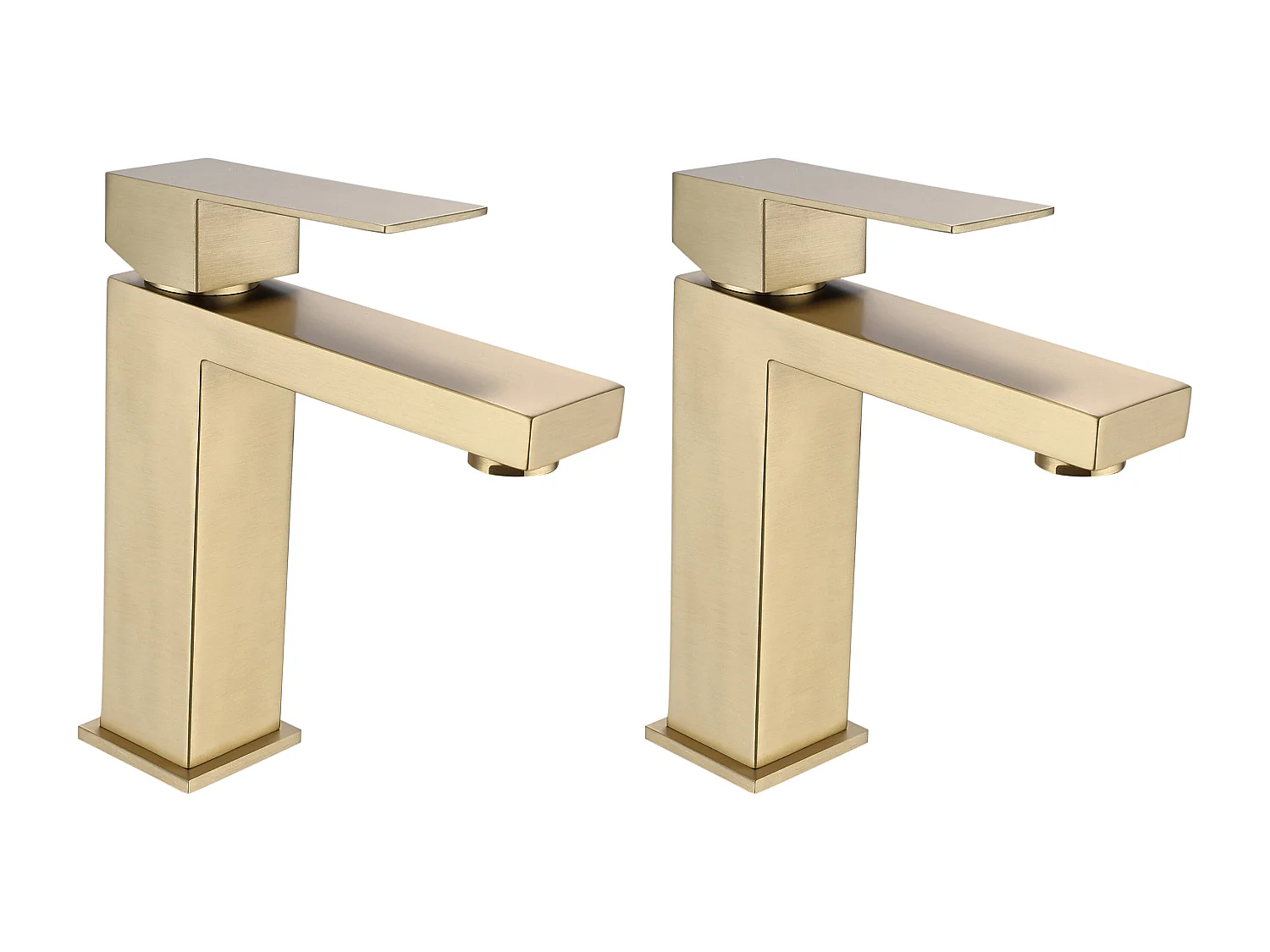 Lot de 2 robinets mitigeurs mécaniques carrés en inox brossé - Doré  - H17,8 cm - CANILAS