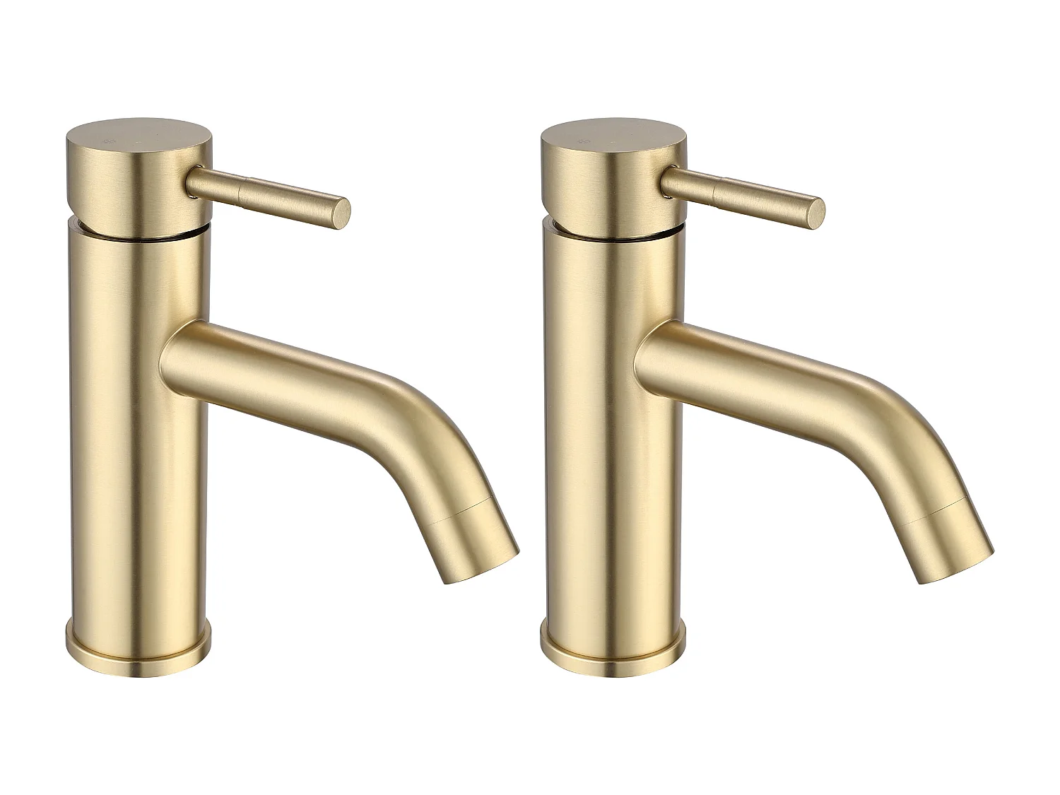 Lot de 2 robinets mitigeurs mécaniques arrondis en inox brossé - Doré - H17,3 cm - SALAVAN