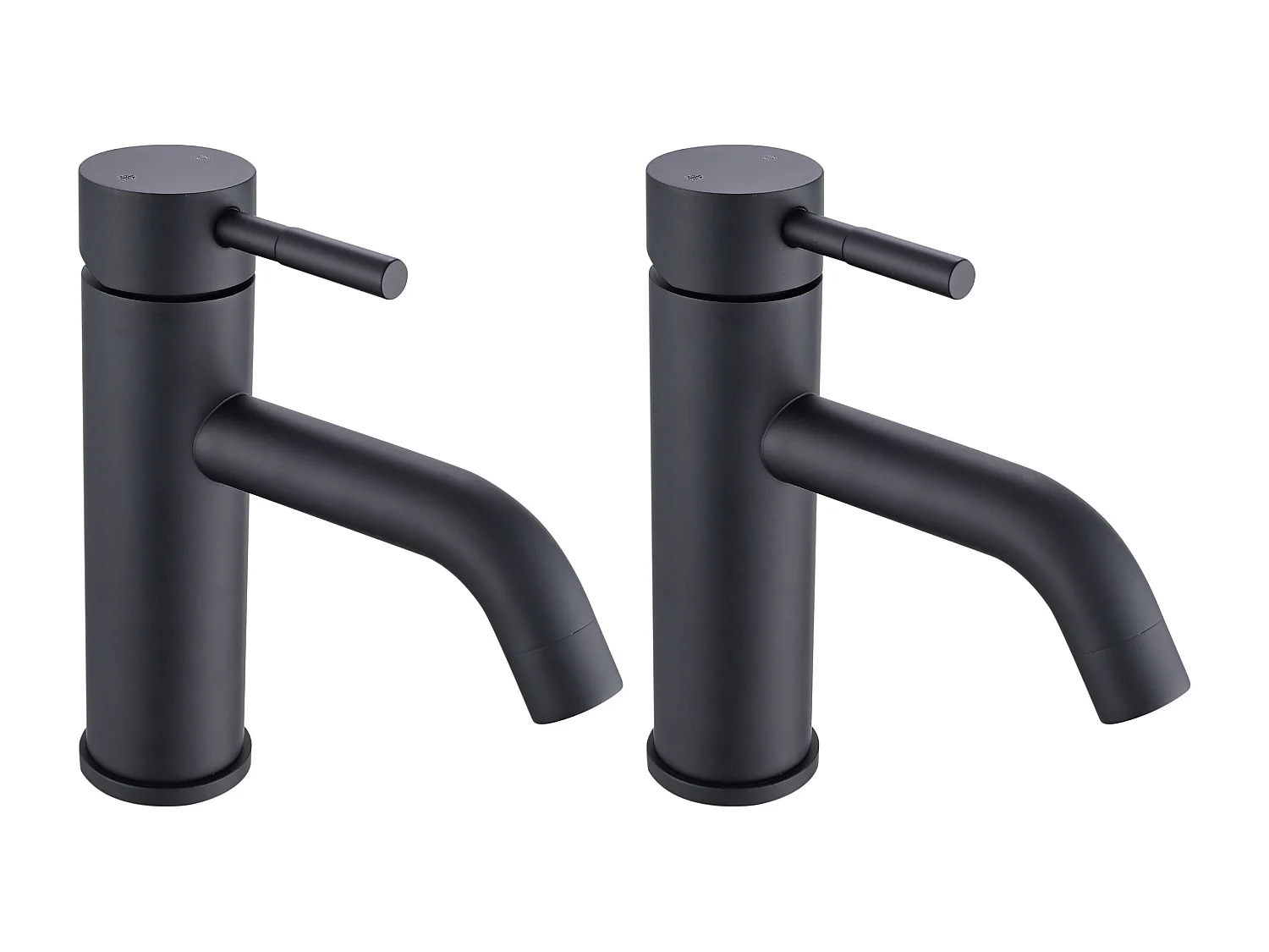 Conjunto de 2 torneiras misturadoras mecânicas arredondadas em inox - Preto mate - A 17,3 cm - SALAVAN