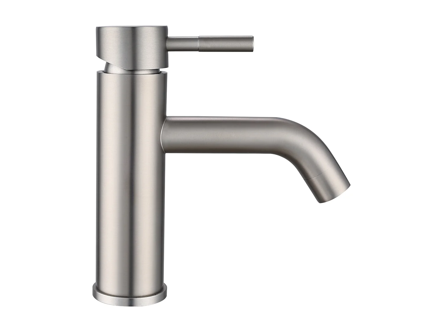 Lot de 2 robinets mitigeurs mécaniques arrondis en inox - Nickel brossé - H17,3 cm - SALAVAN