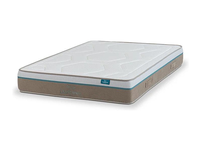 Matelas Nature Spring Visco Leafsleep - ressorts ensachés, mousse viscoélastique et tissu Tencel.