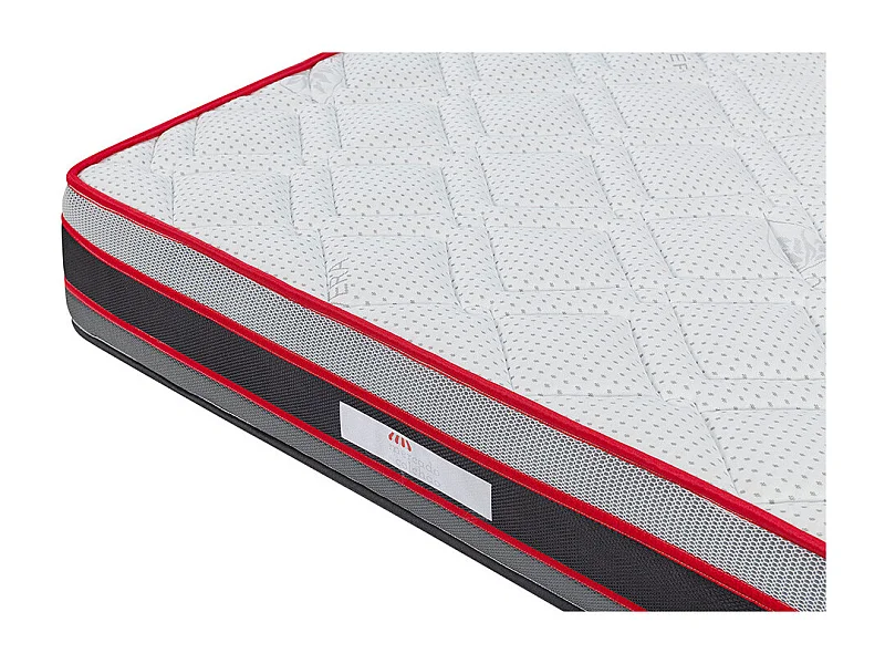 Matelas Energy II viscoélastique, soutien mi-ferme et stable, noyau haute densité et panneau latéral 3D respirant.