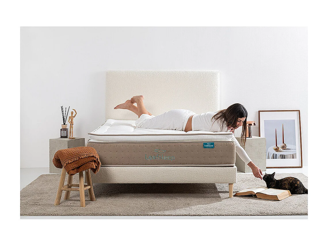 Leafsleep Colchón Nature Spring Topper — Muelles ensacados y espuma viscoelástica con tejido Tencel.