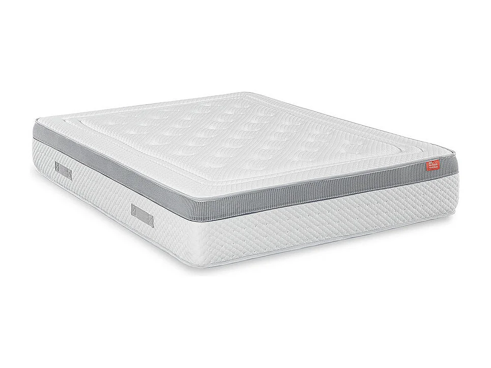 Mercado do Colchão - Matelas Noble Deluxe : ressorts ensachés, mousse viscoélastique et mousse profilée, hauteur +/-30 cm.