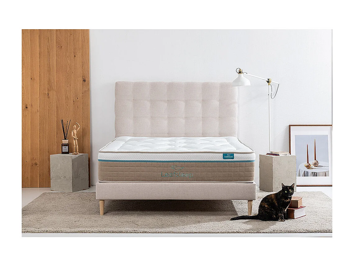 Colchón Leafsleep Nature Prime Viscogel — gel viscoelástico, tejido Tencel y termorregulación para personas talla XL.