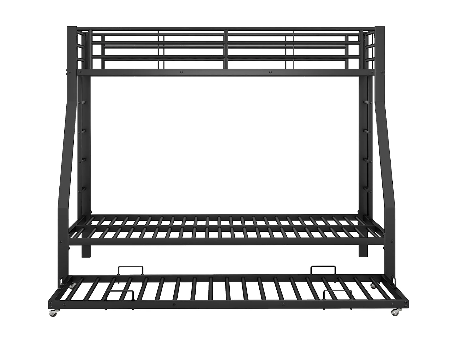 Stapelbed van metaal met uitschuifbaar bed, ladder aan beide zijden, eenvoudig te monteren, 90(140)x200 cm - Zwart