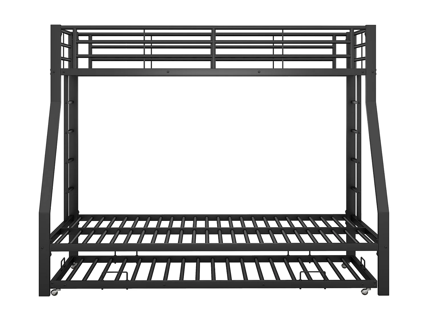 Lit Superposé en Métal avec Lit Escamotable, Échelle des Deux Côtés, Facile à Monter, 90(140)x200 cm - Noir