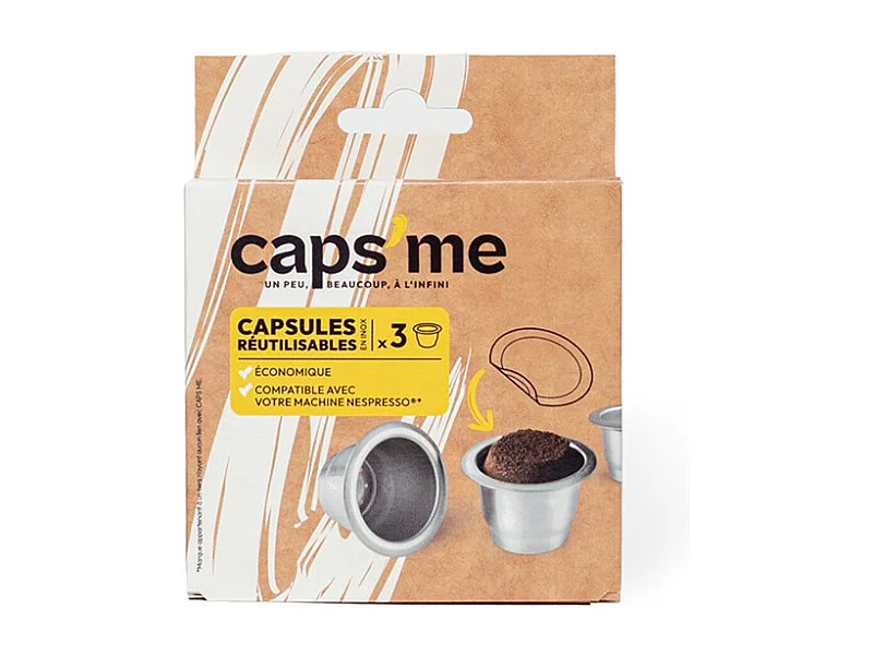 Capsule café Caps Me 3 capsules de cafe reutilisables CAPS ME compatibles Nespresso
