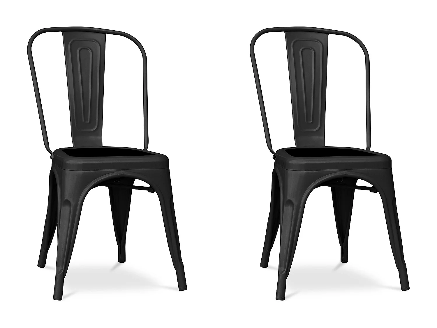 Chaise en métal de style industriel pour la maison, restaurant, bar, pizzerie avec coussin en éco-cuir. Set 2 chaises Couleur NOIR MAT