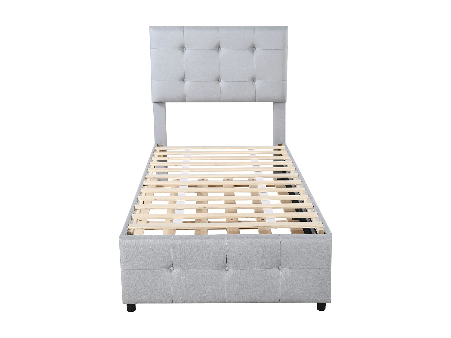 Sofá cama de 90x200 cm, cama abatible para niños, cabecero ajustable, funda de lino hipoalergénica - Gris