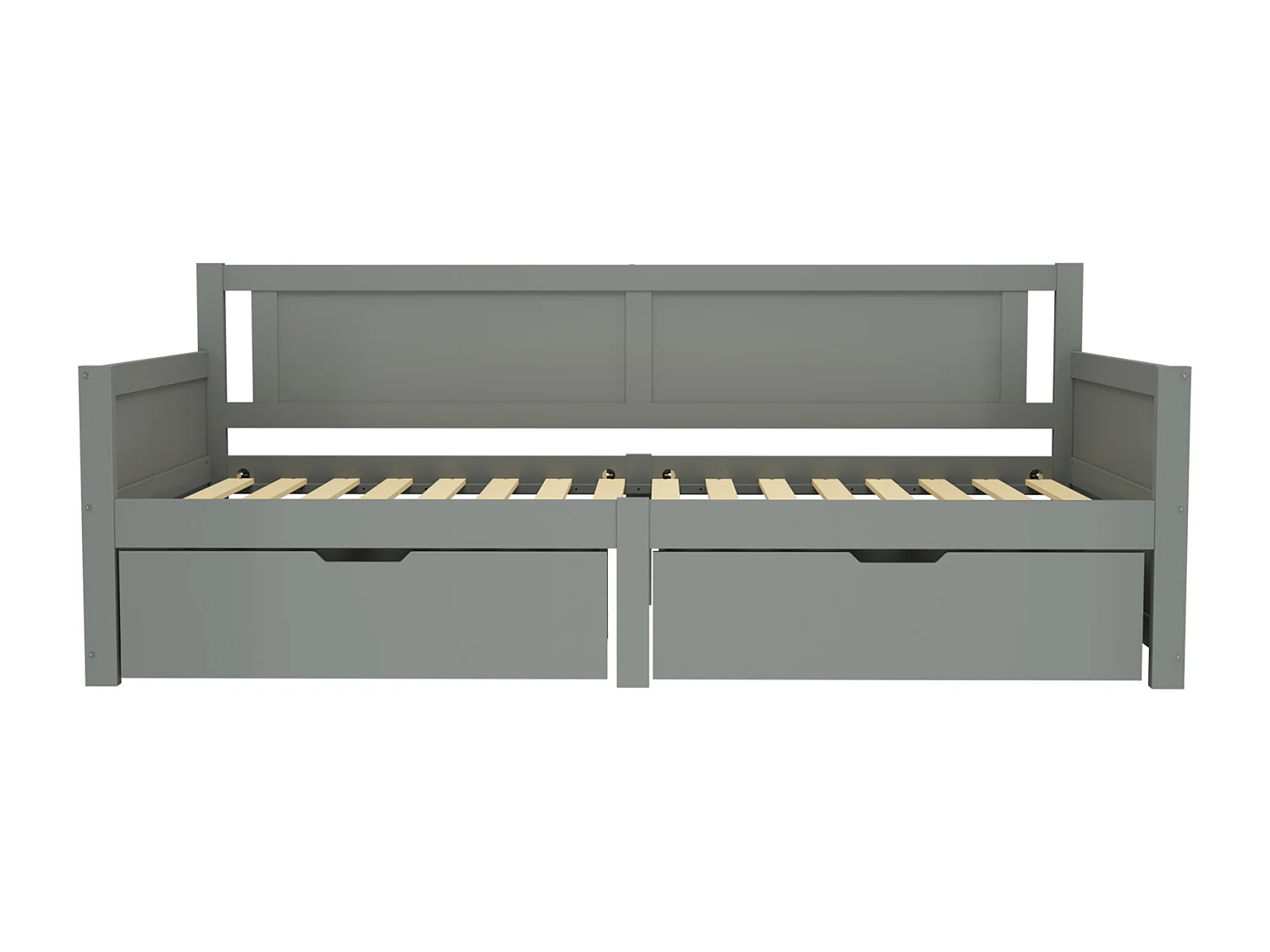 Canapé-Lit 90x200 cm, Lit Simple avec Rangement, Cadre en Bois Massif pour Enfant et Adolescent - Gris