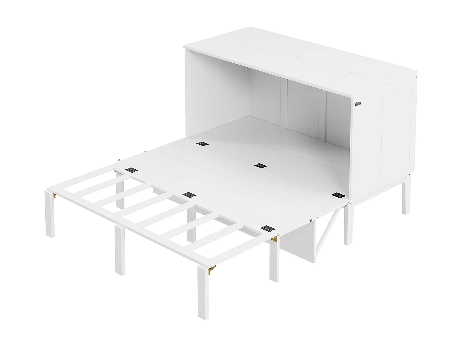 Letto a scomparsa 140x200 cm, letto a scomparsa con rete a doghe, letto pieghevole verticale per ragazzi - Bianco