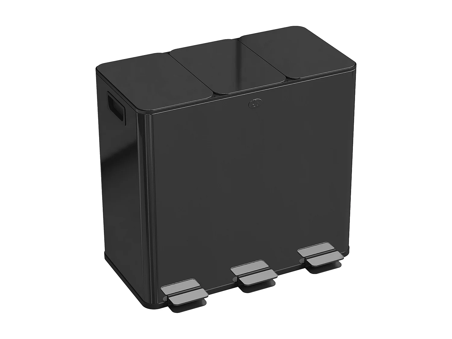 Bidone immondizia a 3 sezioni da 20l in acciaio e pp nero