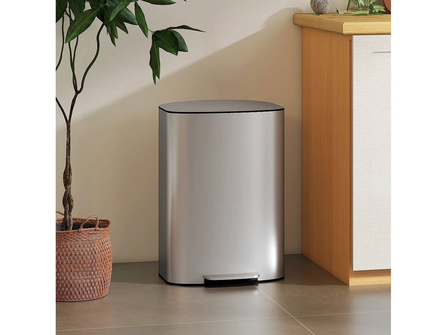 Pattumiera a pedale da 50 litri con secchio rimovibile in accio inox