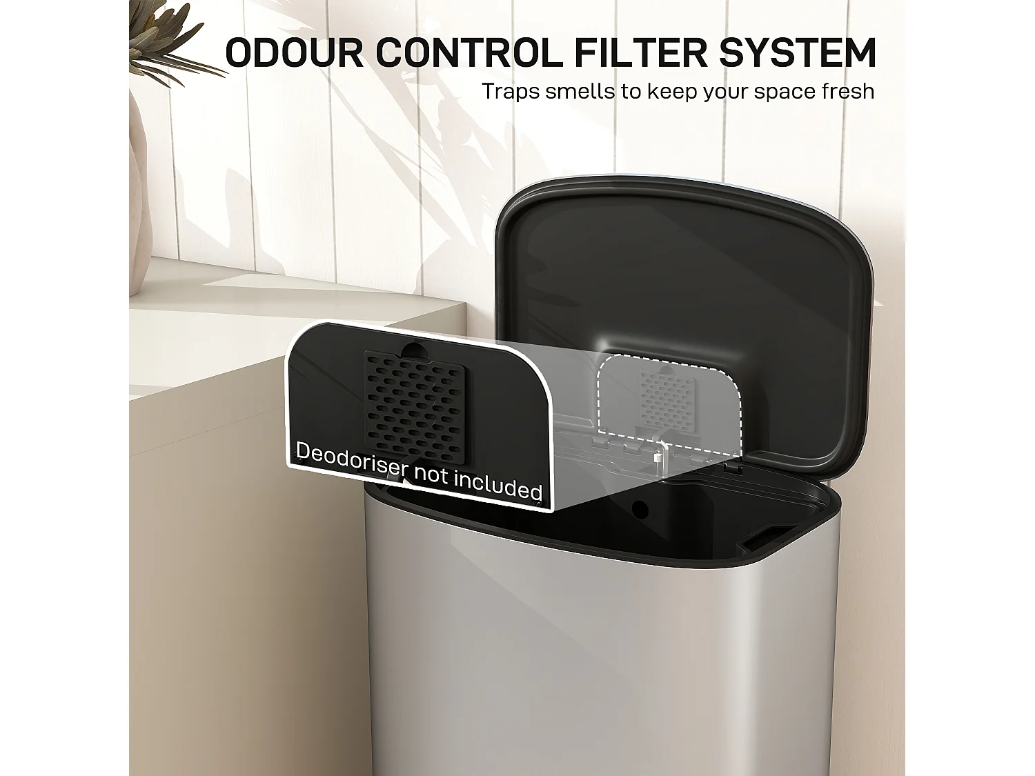 Pattumiera a pedale da 50 litri con secchio rimovibile in accio inox