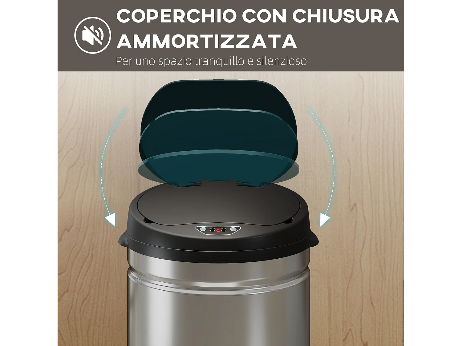 Cestino spazzatura 42l con sensore di movimento e apertura automatica