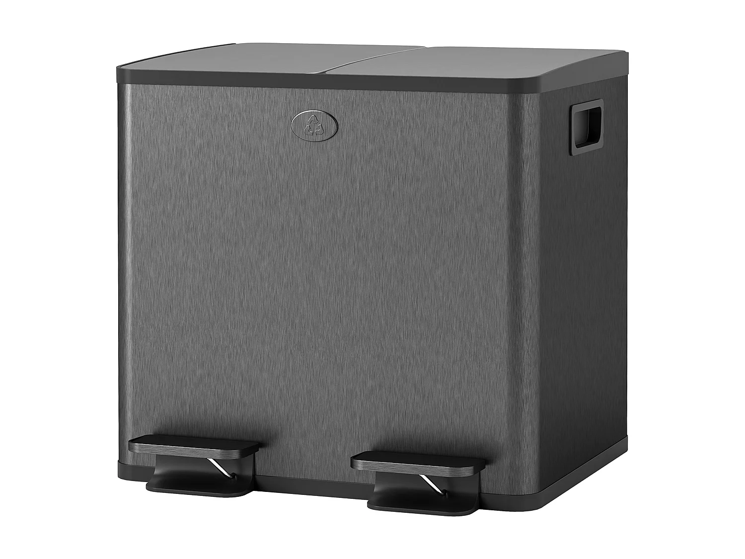 Bidone immondizia a 2 sezioni da 15l in acciaio e pp nero