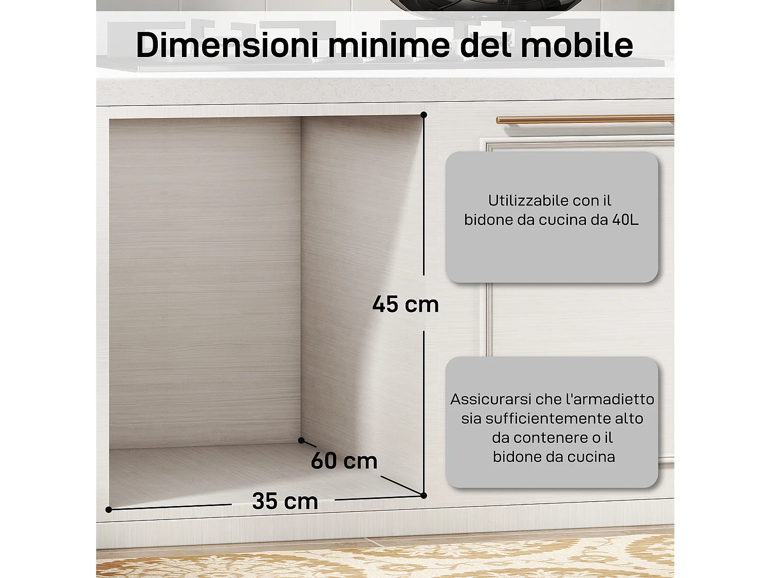 Pattumiera estraibile sottolavello per differenziata 2 secchi 20L+20L