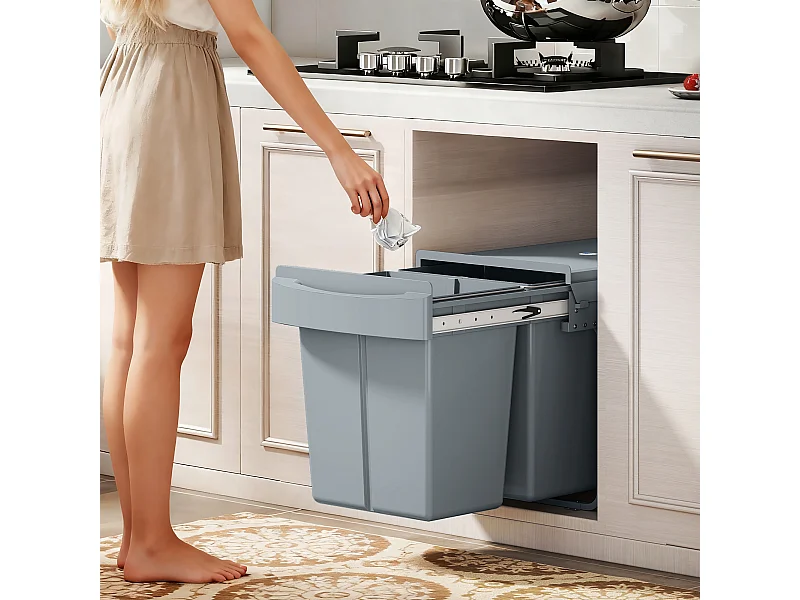 Pattumiera estraibile sottolavello per differenziata 2 secchi 20L+20L