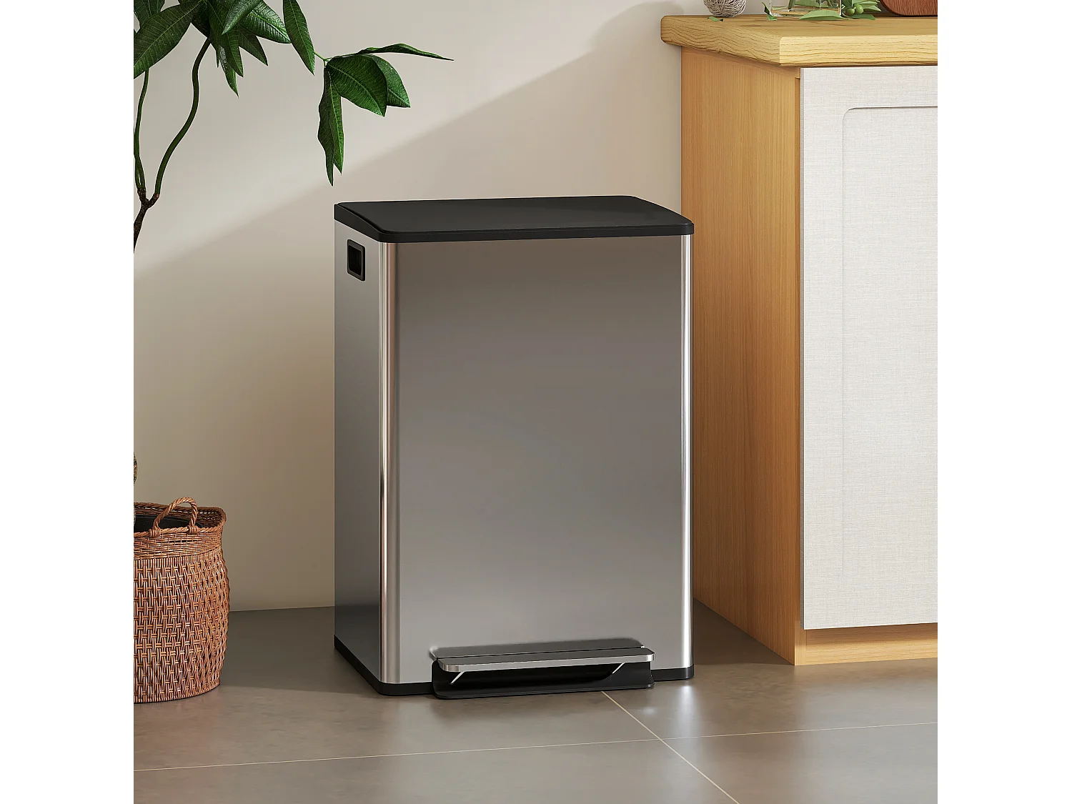 Pattumiera doppia a pedale con 2 secchi da 30 litri rimovibili