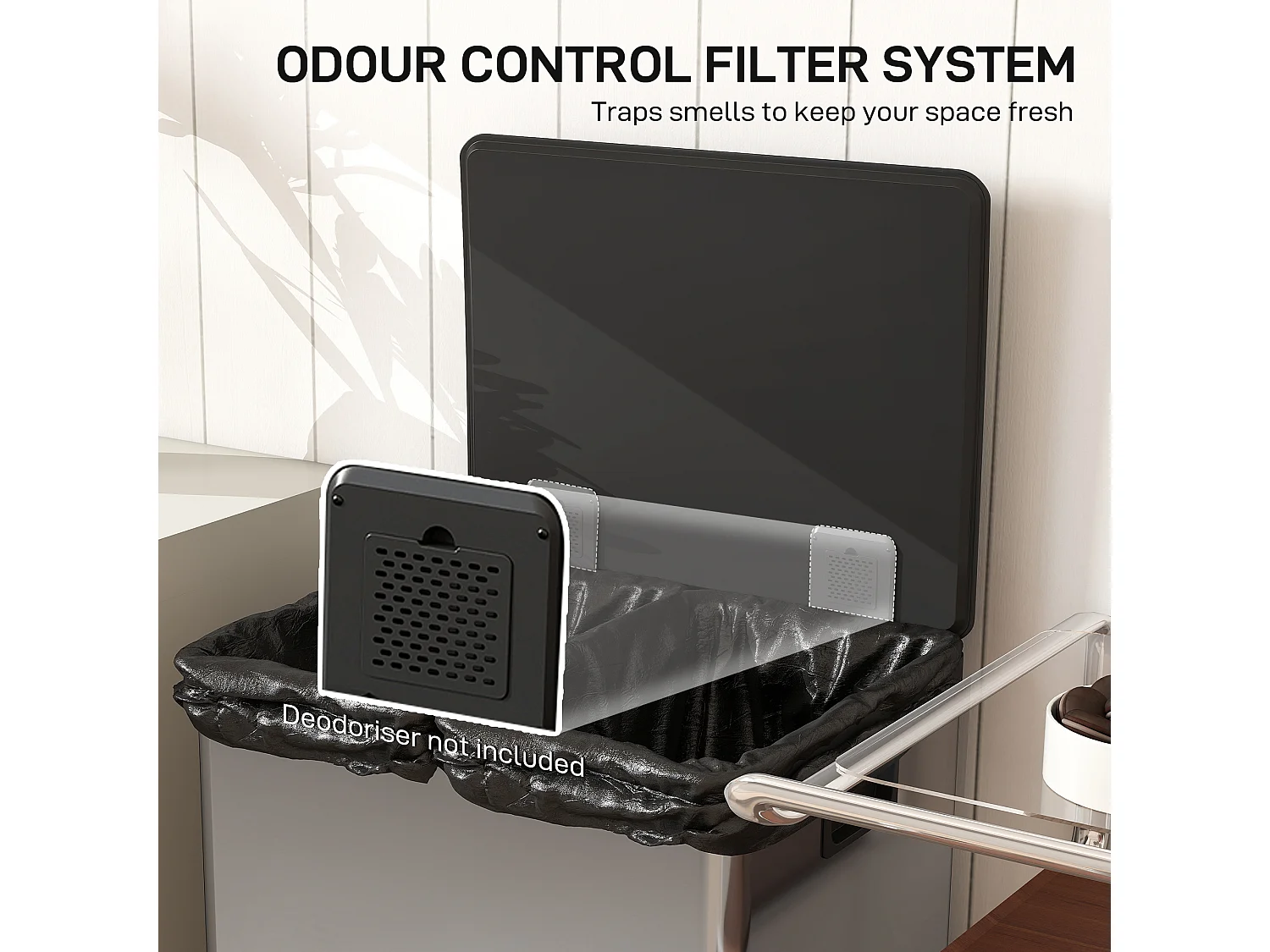 Pattumiera doppia a pedale con 2 secchi da 30 litri rimovibili