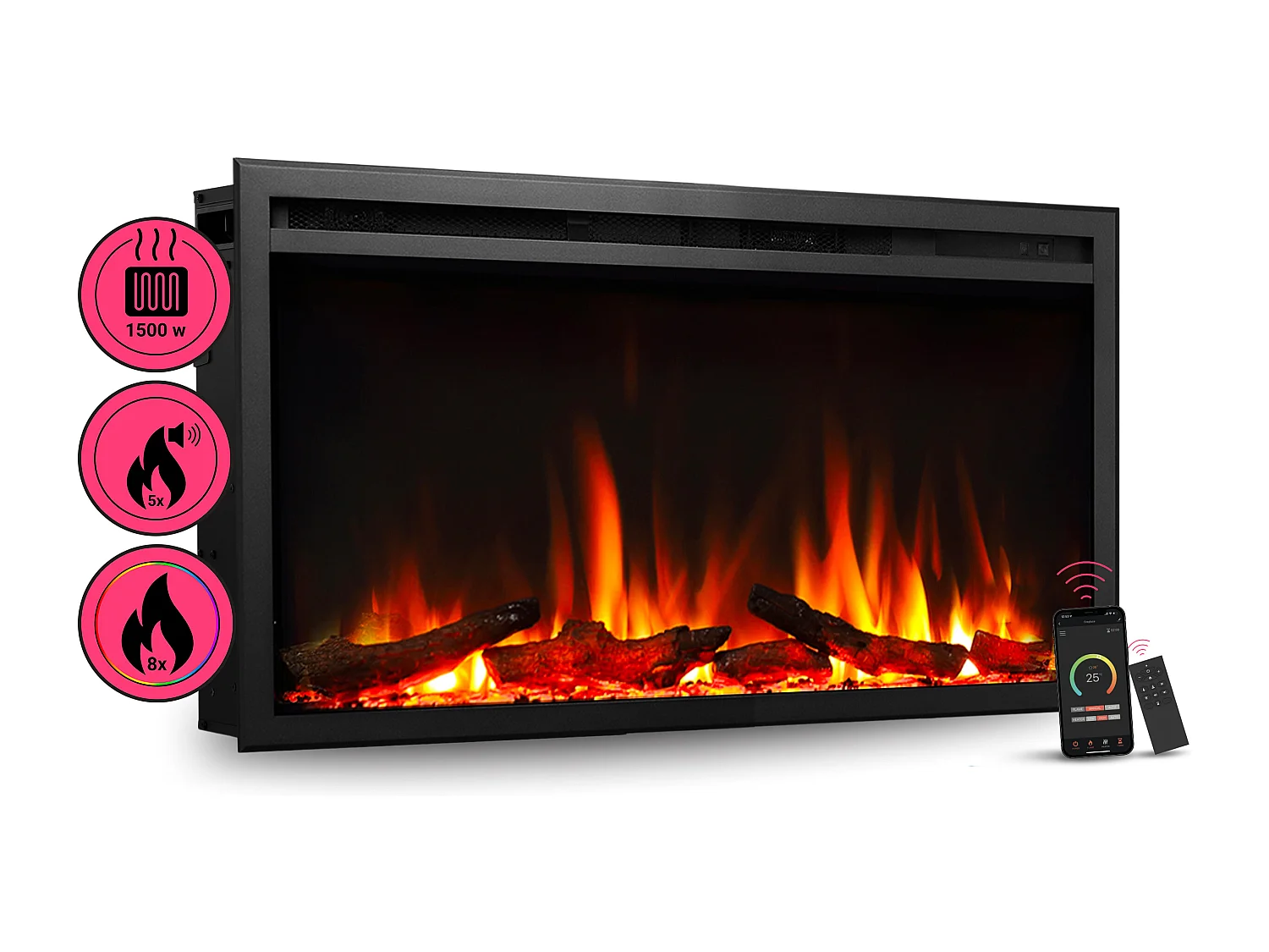 Cheminée électrique BALDERIA Atalanta 33 - Cheminée encastrable - Noir