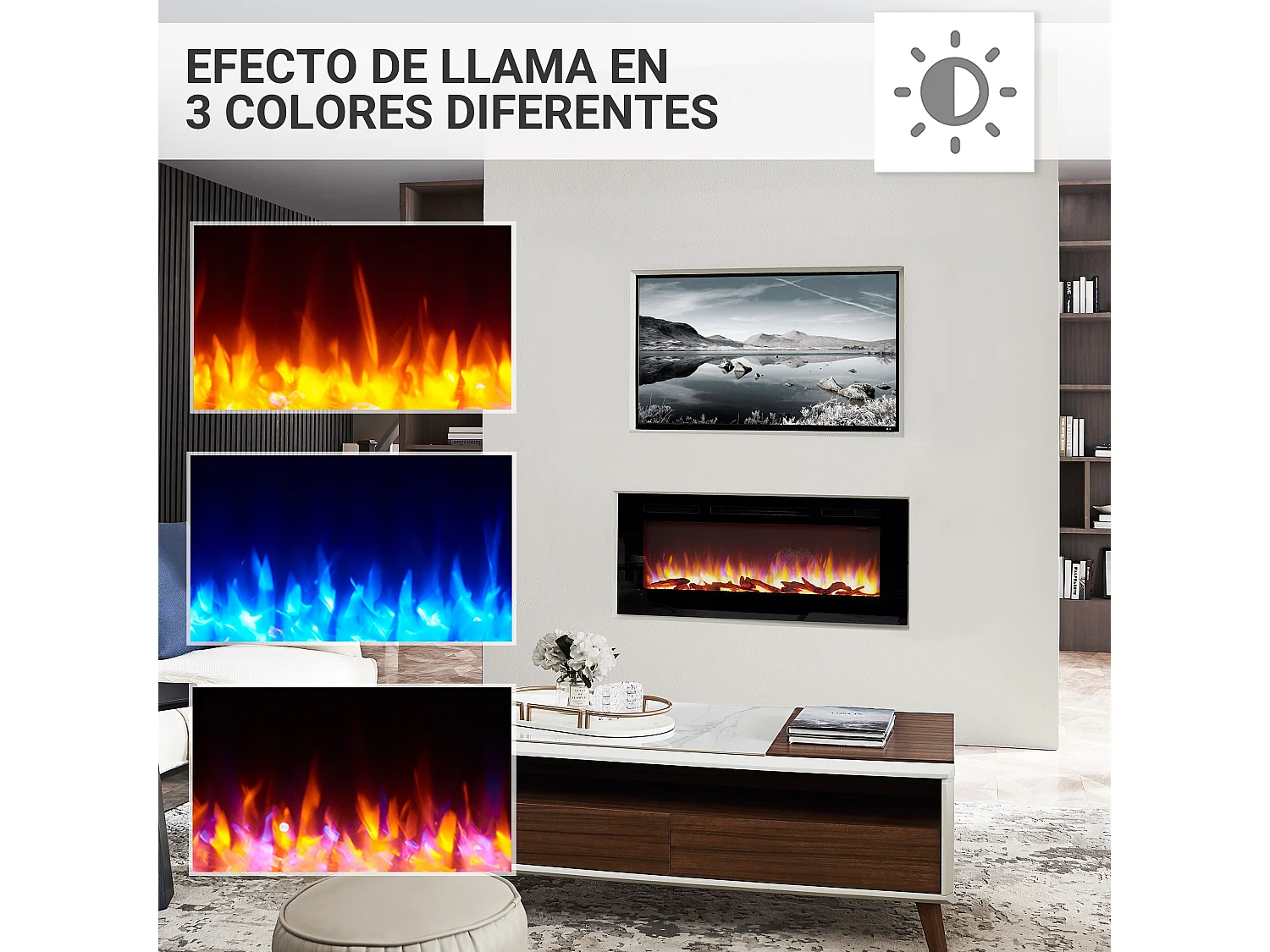 Cheminée électrique BALDERIA Fiamma 48 - Cheminée encastrable - Noir