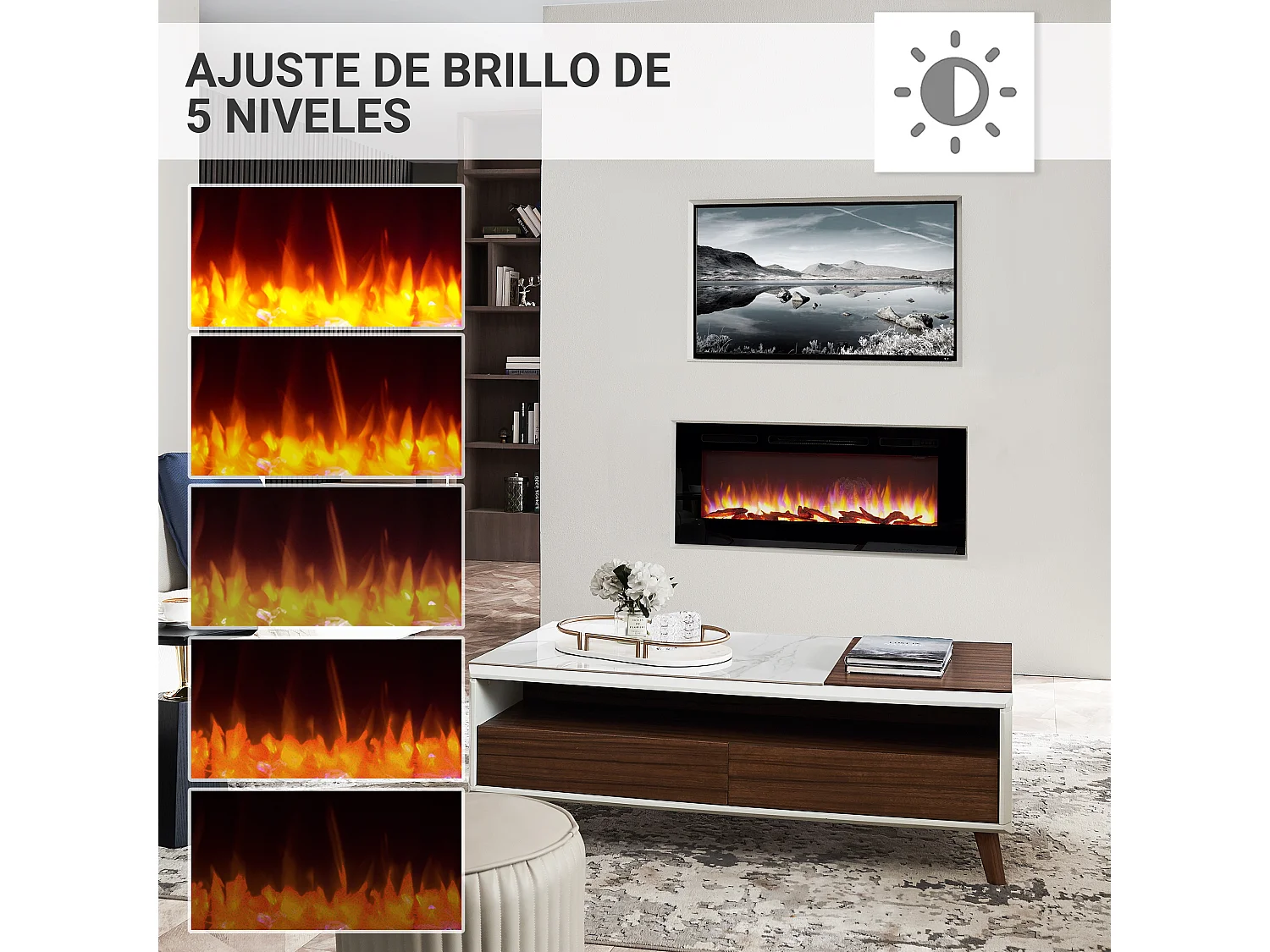 Cheminée électrique BALDERIA Fiamma 48 - Cheminée encastrable - Noir