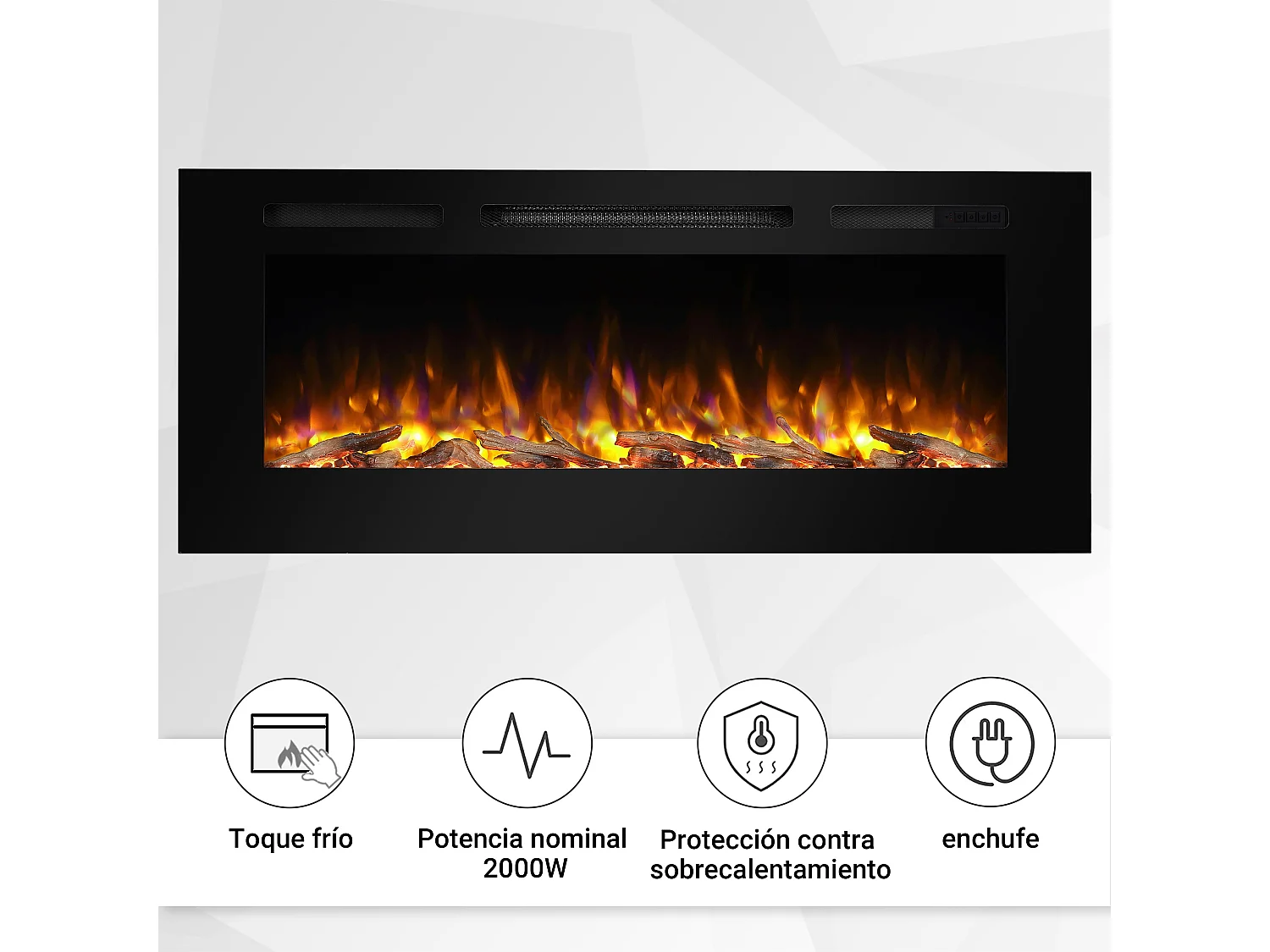 Cheminée électrique BALDERIA Fiamma 48 - Cheminée encastrable - Noir