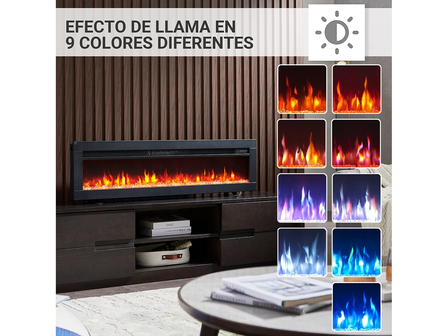 Cheminée électrique BALDERIA Agnes 50 - 3 en 1, cheminée sur pied, murale ou encastrable