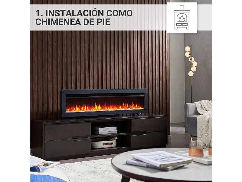 Cheminée électrique BALDERIA Agnes 50 - 3 en 1, cheminée sur pied, murale ou encastrable