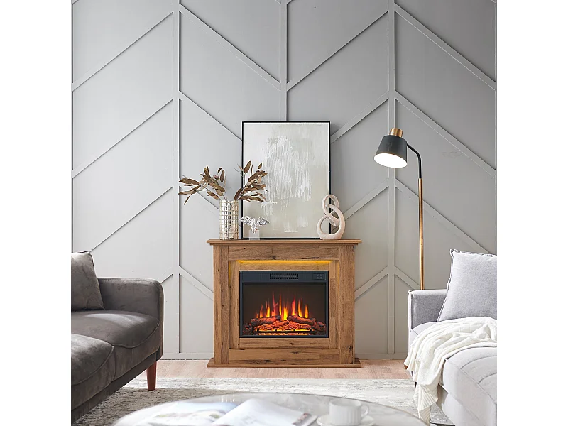 Lareira elétrica BALDERIA Finn - Lareira de chão, aquecimento 2000 W - Carvalho escuro