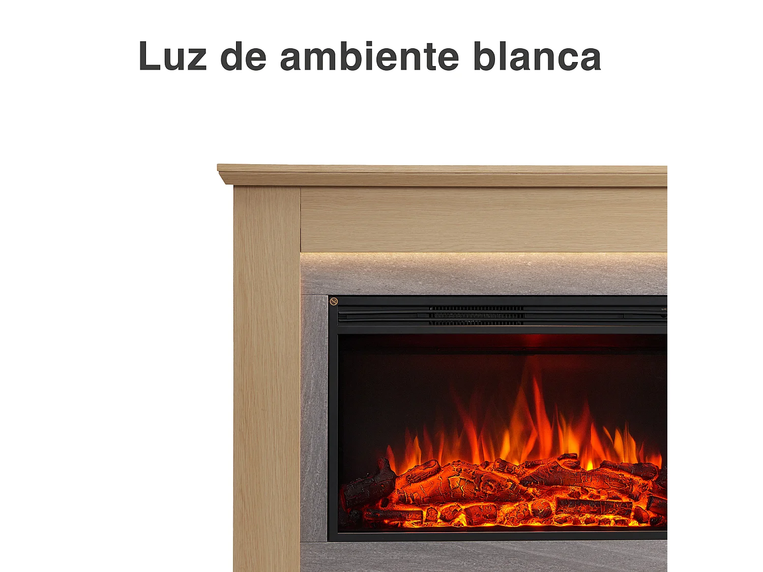 Cheminée électrique BALDERIA Typhon - Cheminée sur pied, chauffage 2000 W - Marron clair