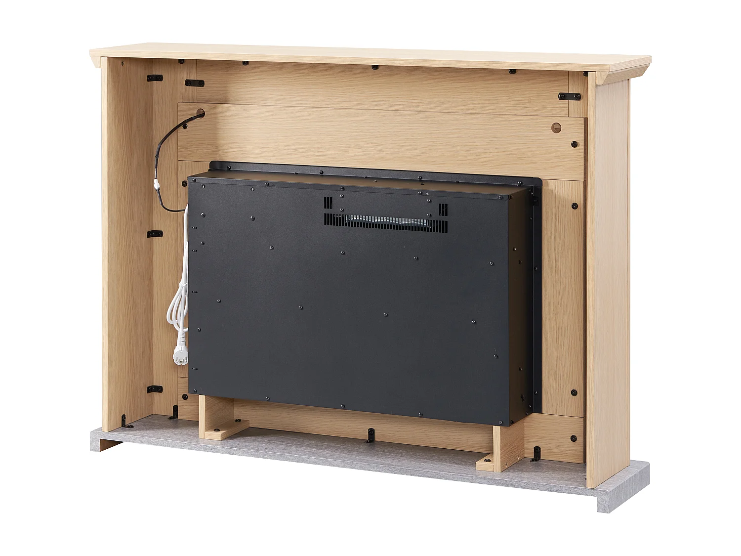 Cheminée électrique BALDERIA Typhon - Cheminée sur pied, chauffage 2000 W - Marron clair