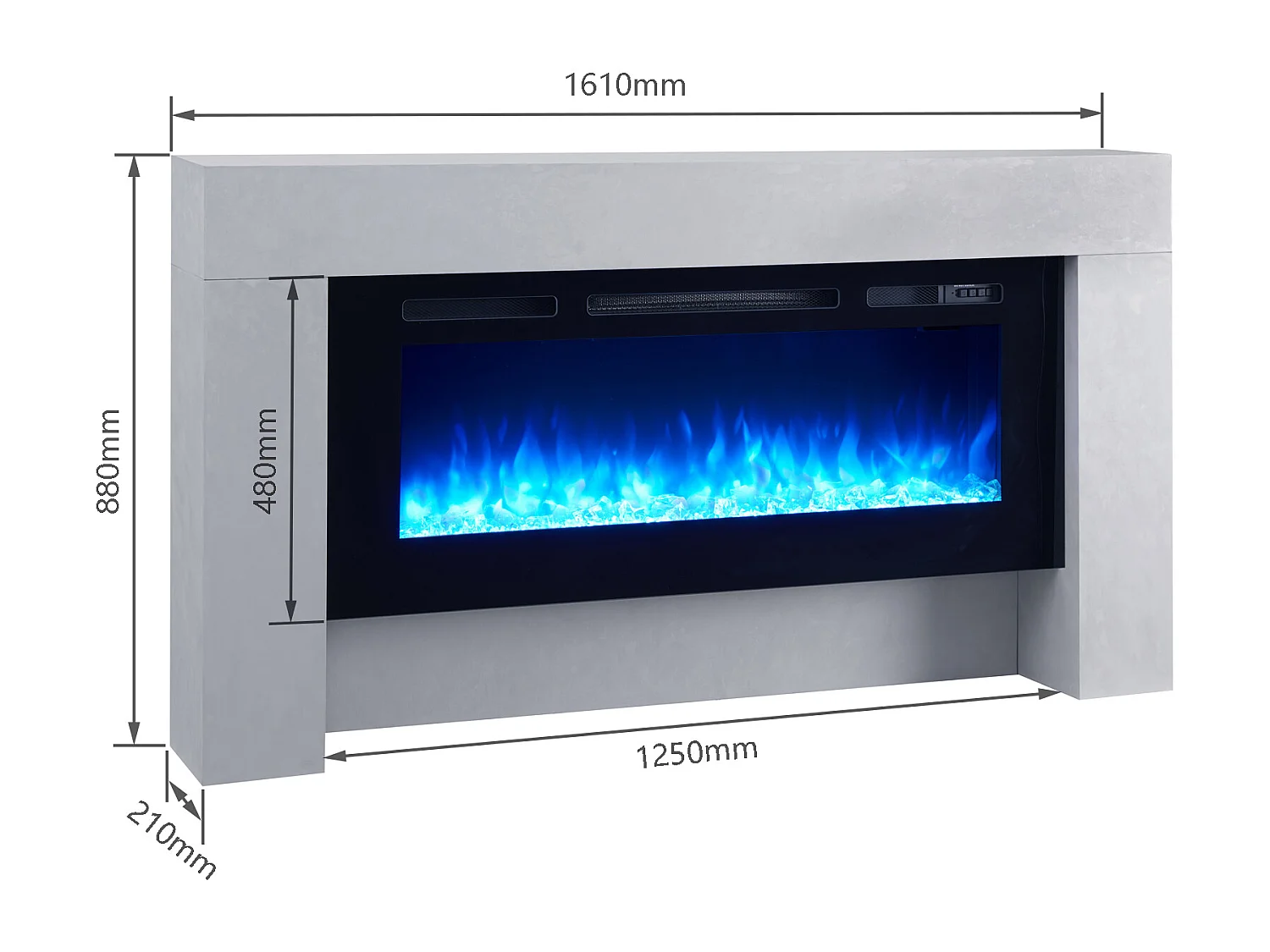 Cheminée électrique BALDERIA Zeus - Cheminée sur pied, chauffage 2000 W - Aspect béton