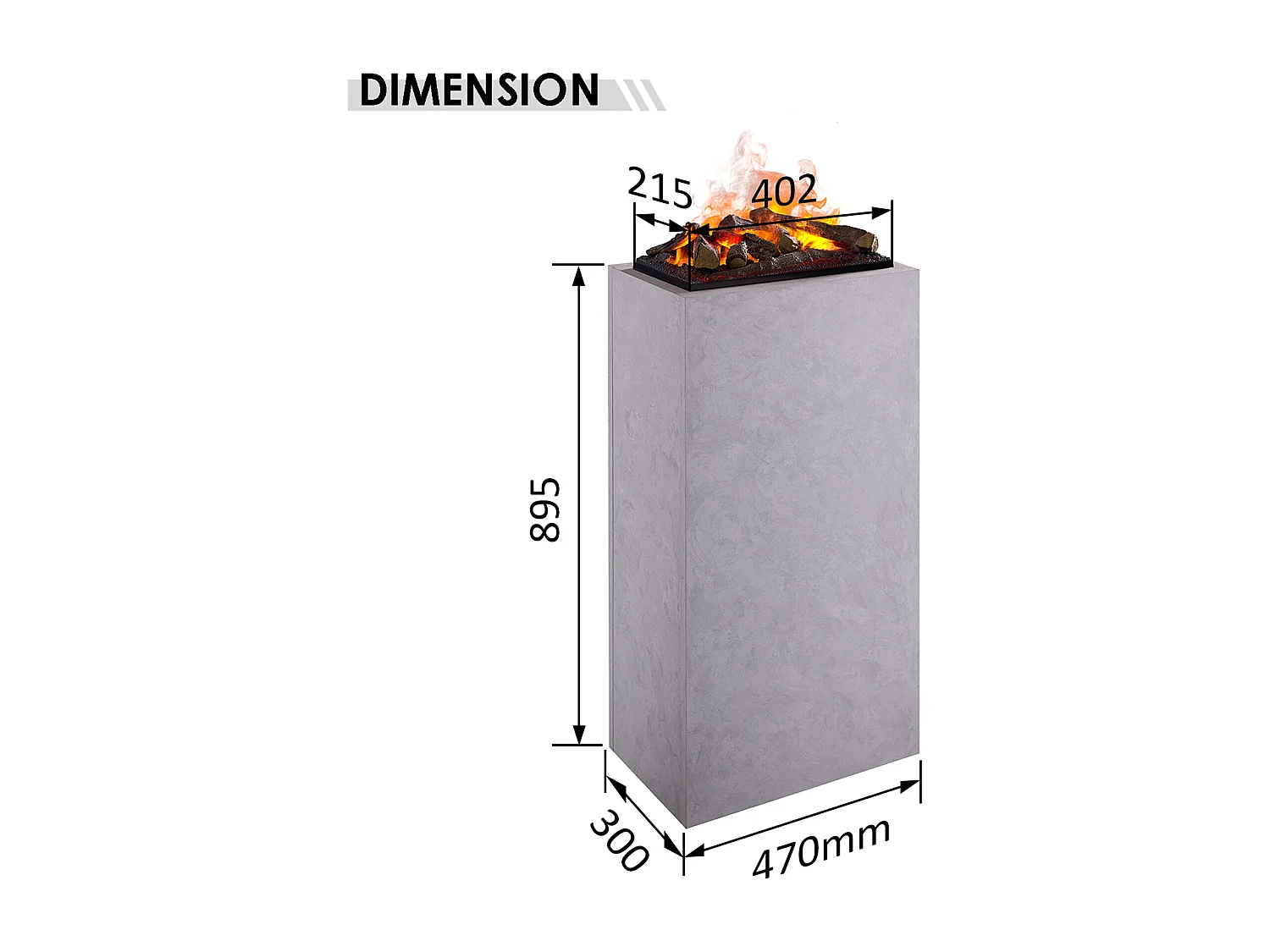 Cheminée électrique BALDERIA Ikaros - Cheminée sur pied - Aspect béton