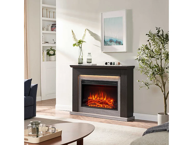 Cheminée électrique BALDERIA Typhon - Cheminée sur pied, 2000 W - Marron foncé