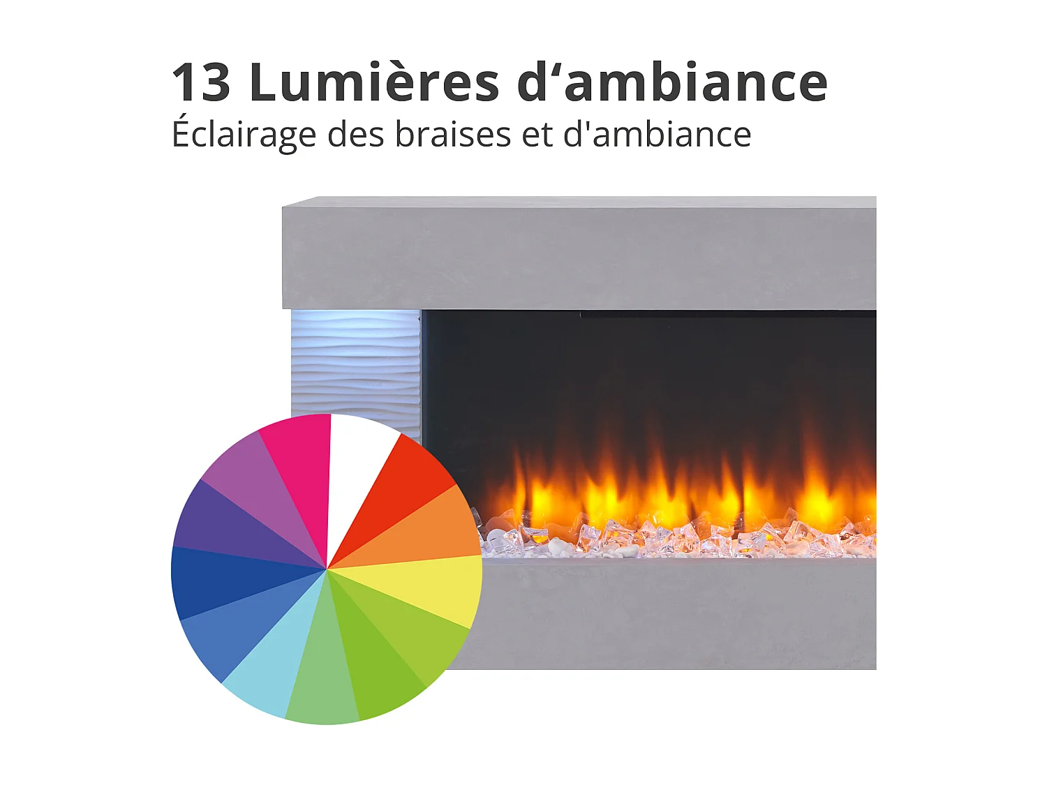 Lareira elétrica BALDERIA Helia - Lareira de parede, 2000 W - Cinza