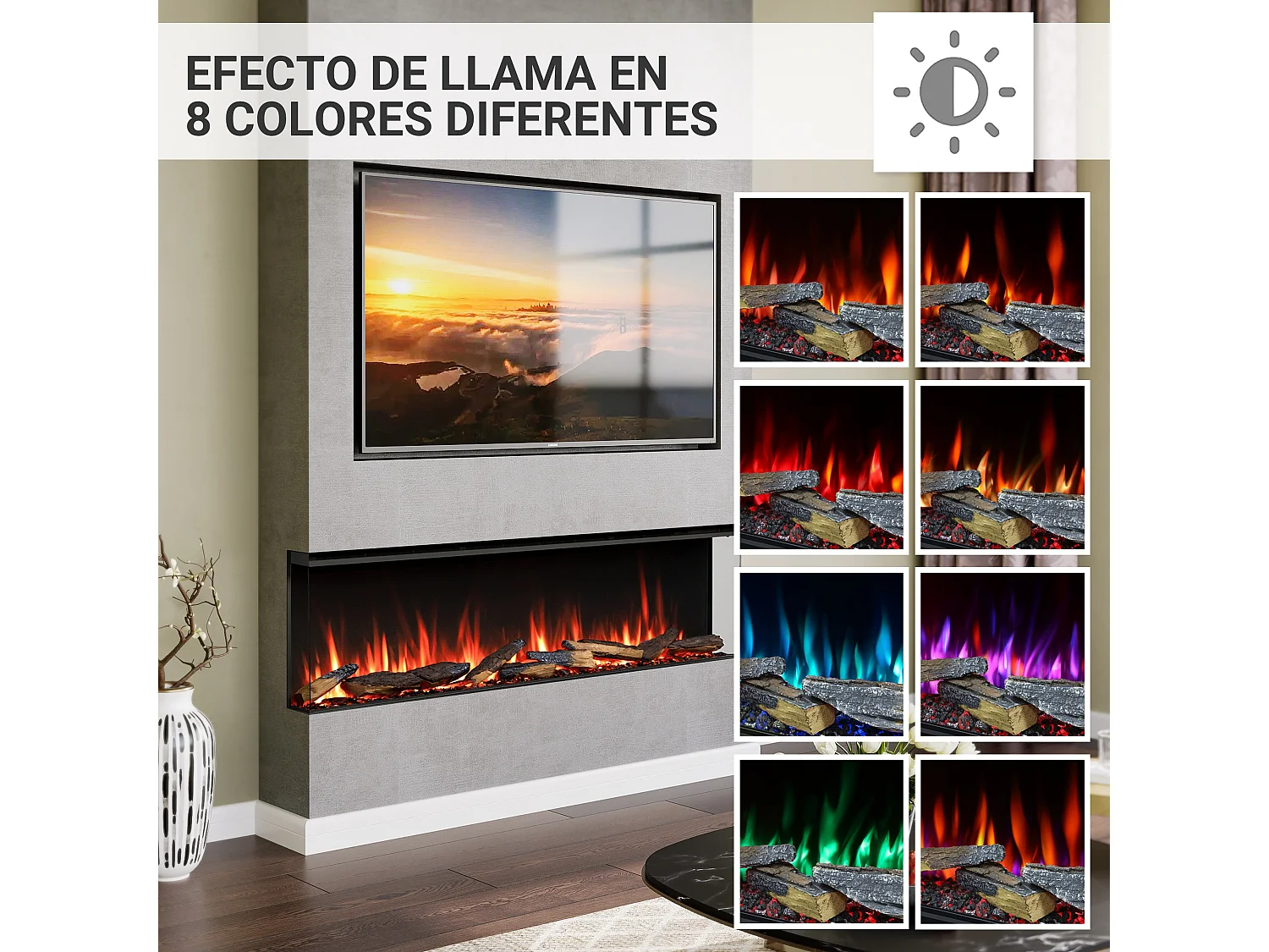 Cheminée électrique BALDERIA Athena smart 60 - Cheminée encastrable - Noir