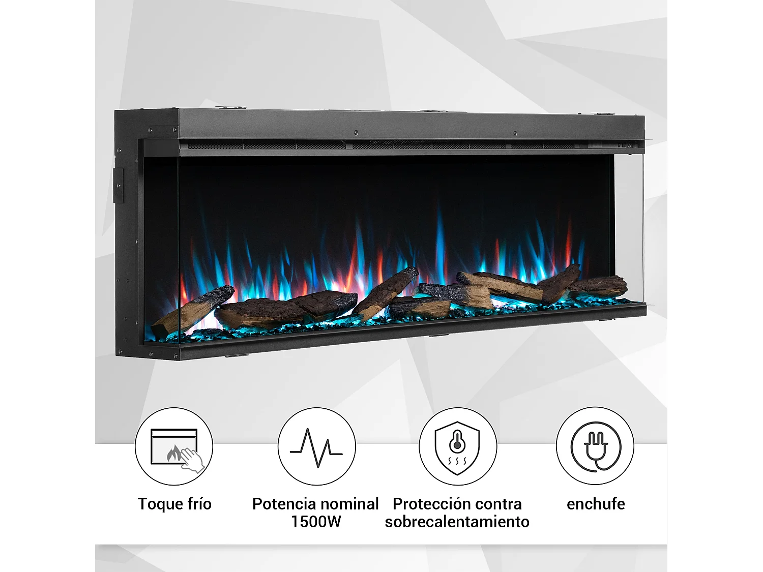 Cheminée électrique BALDERIA Athena smart 60 - Cheminée encastrable - Noir