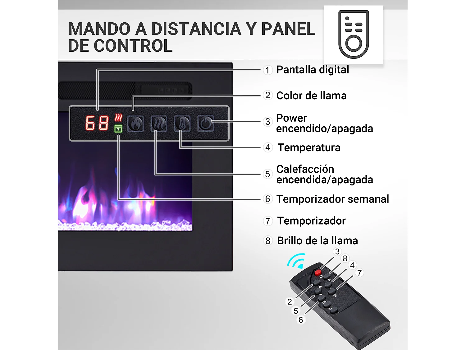 Cheminée électrique BALDERIA Leif 70 - 2 en 1 - noir