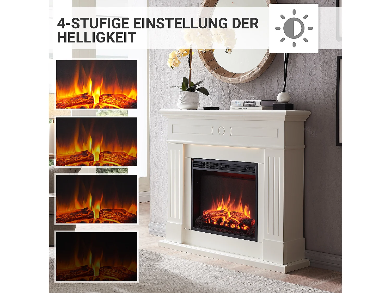 Elektrokamin BALDERIA Leandros – Standkamin – Weiß