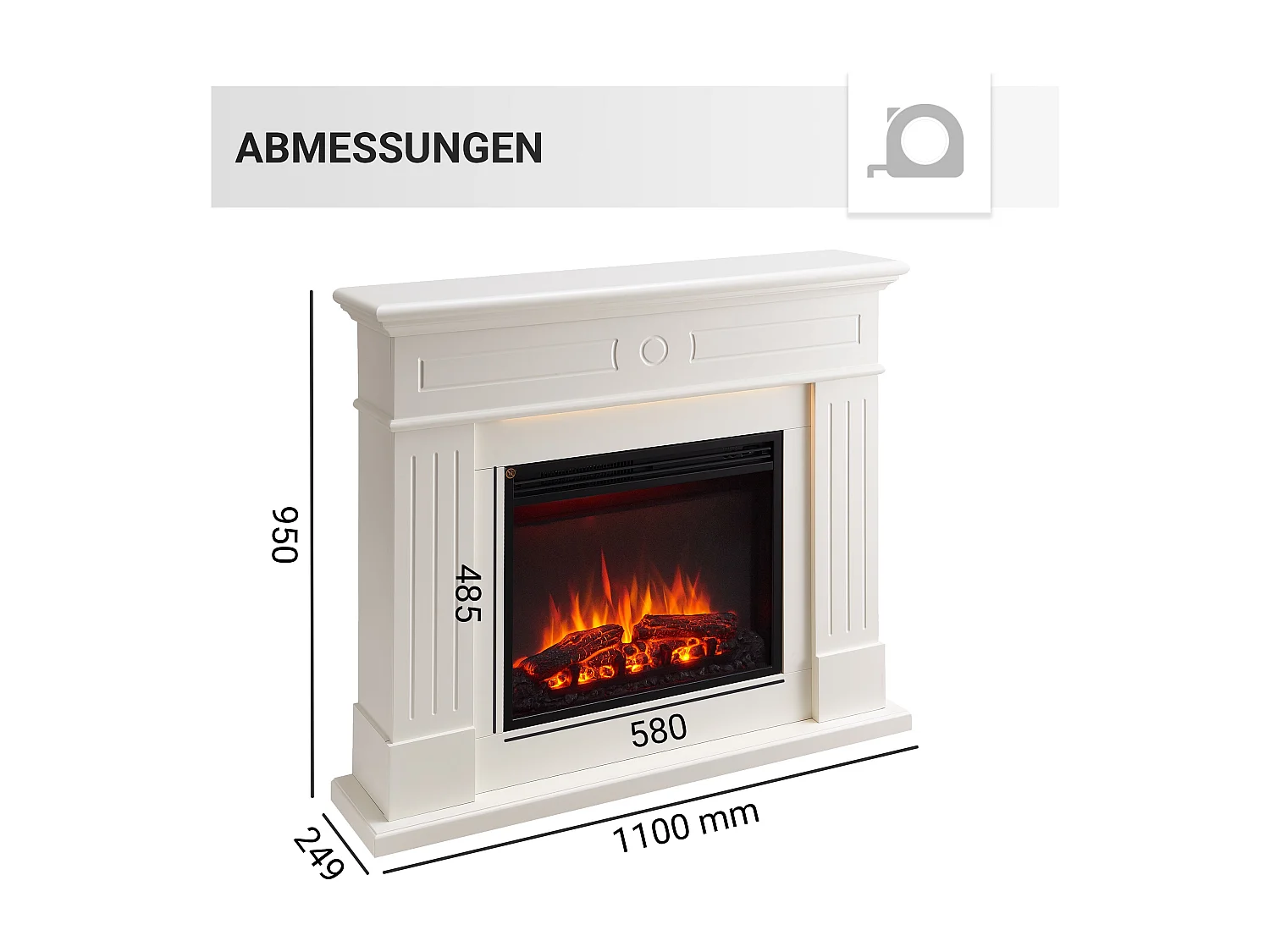 Elektrokamin BALDERIA Leandros – Standkamin – Weiß