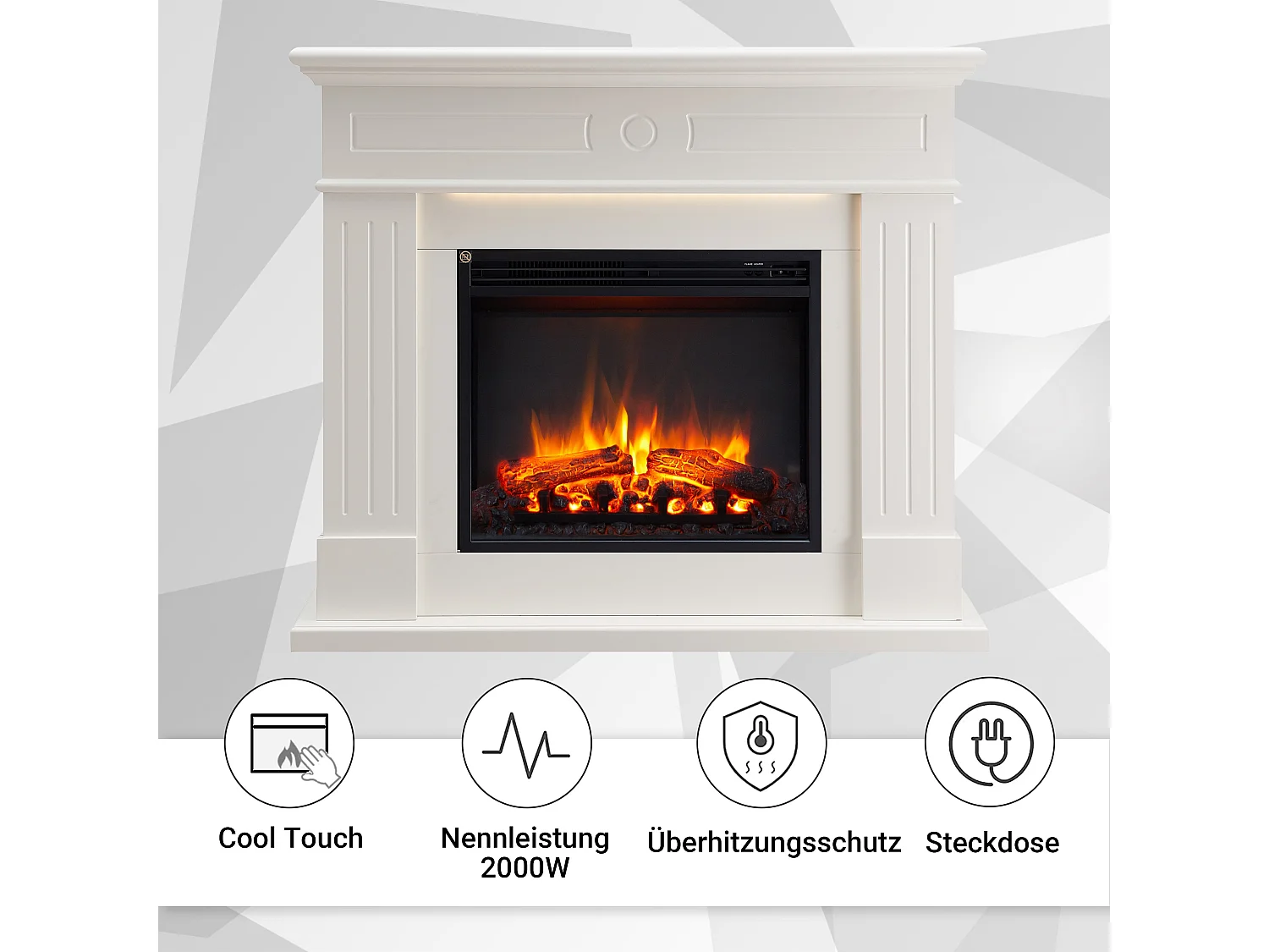 Elektrokamin BALDERIA Leandros – Standkamin – Weiß